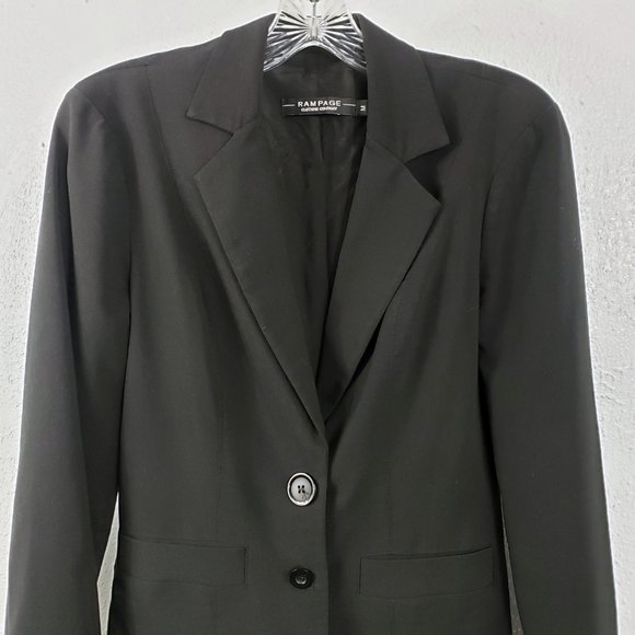 Rampage Women's Size M Black Lined Button Down Peplum Suit Coat Jacket Blazer - Picture 2 of 11